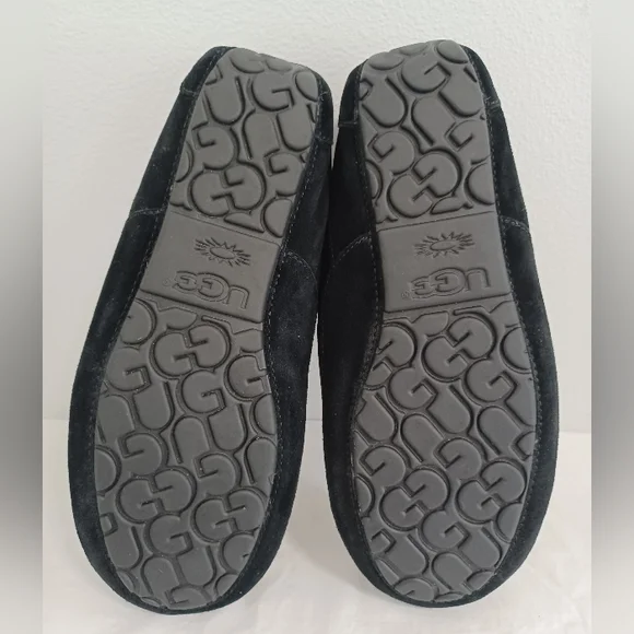 Ugg Slippers Loafers Moc Black Suede Leather Men's Size 11 - Picture 11 of 12